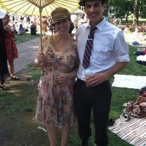 20's inspired chiffon floral dress with slip Sz12P